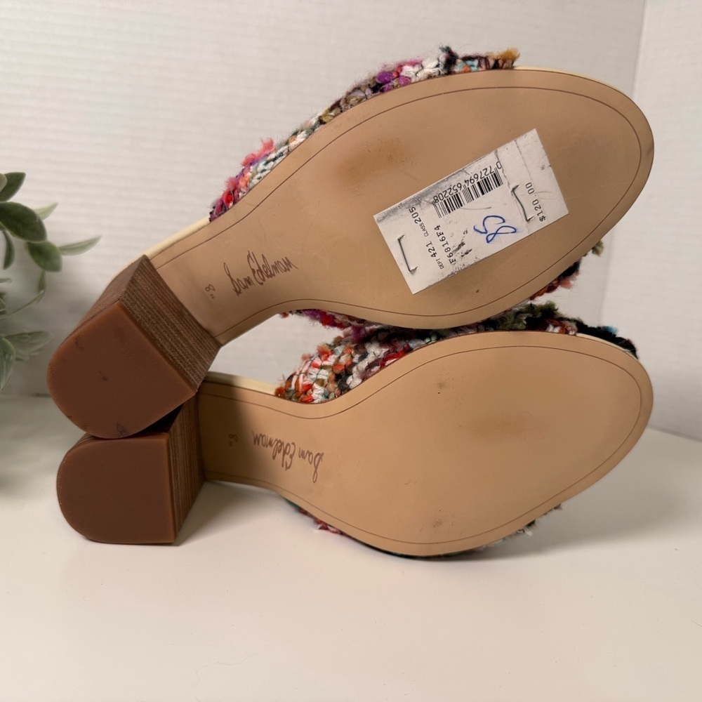 Sam Edelman Oda Slide Tweed Multicolor Knot Top Mule Sandal Size 8.5 Boho Fem - Picture 11 of 15